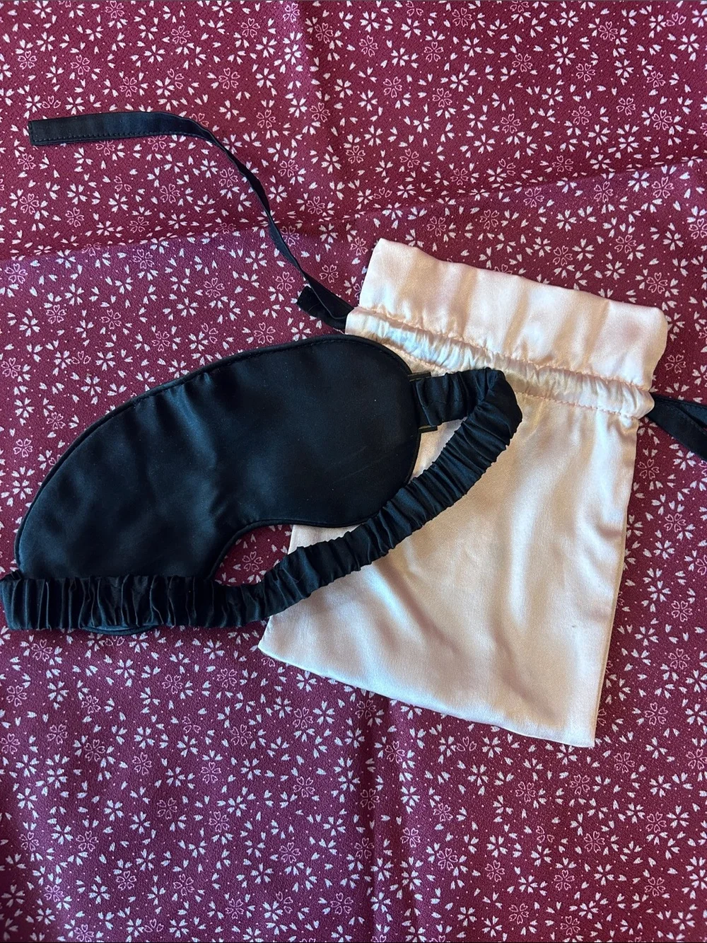 Fendi Reversible Pale Pink 100% Silk Eye Mask with Branded Pouch